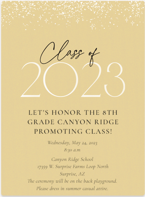 8th grade promotion invitation